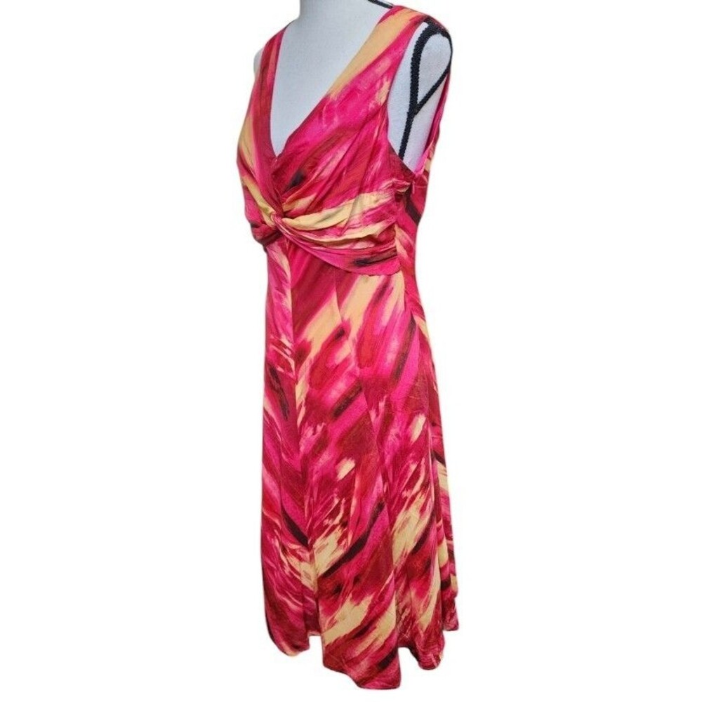 Jones New York Sleeveless V-neck Flowy Abstract Dress Lined Size 4 Side Zip